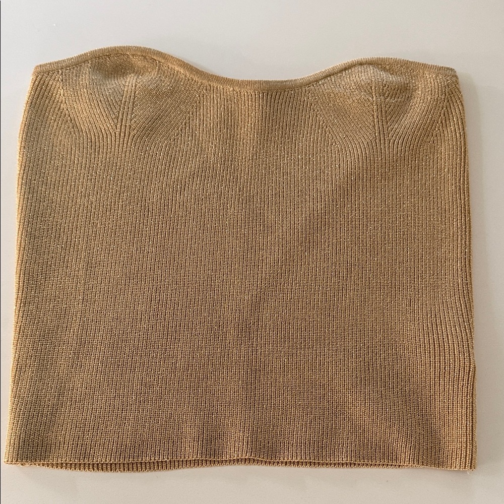 Hausen Gold Strapless Ribbed Top M